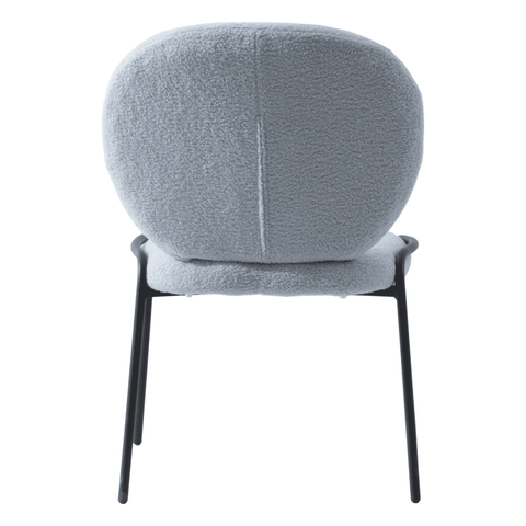 Celestial Modern Boucle Dining Side Chair with Black/White Powder Coated Iron Frame