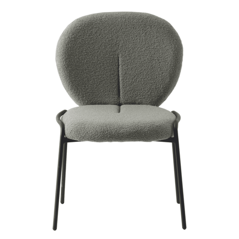 Celestial Modern Boucle Dining Side Chair with Black/White Powder Coated Iron Frame