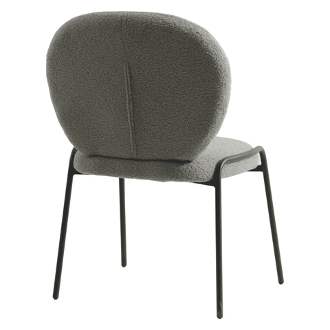 Celestial Modern Boucle Dining Side Chair with Black/White Powder Coated Iron Frame
