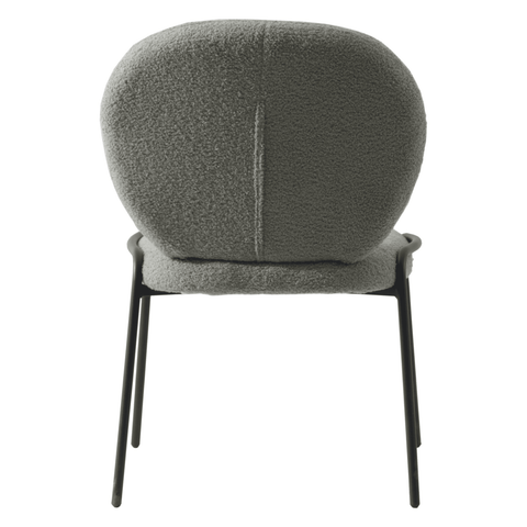 Celestial Modern Boucle Dining Side Chair with Black/White Powder Coated Iron Frame
