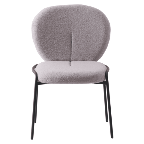 Celestial Modern Boucle Dining Side Chair with Black/White Powder Coated Iron Frame