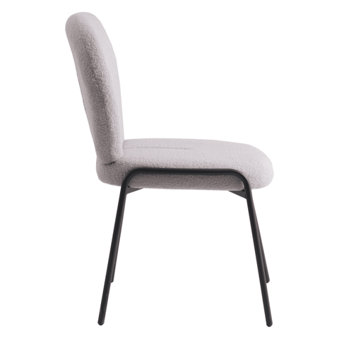 Celestial Modern Boucle Dining Side Chair with Black/White Powder Coated Iron Frame