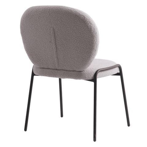 Celestial Modern Boucle Dining Side Chair with Black/White Powder Coated Iron Frame