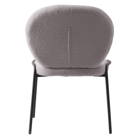 Celestial Modern Boucle Dining Side Chair with Black/White Powder Coated Iron Frame