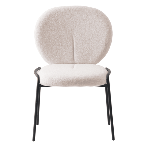 Celestial Modern Boucle Dining Side Chair with Black/White Powder Coated Iron Frame