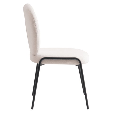 Celestial Modern Boucle Dining Side Chair with Black/White Powder Coated Iron Frame