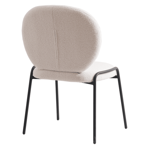 Celestial Modern Boucle Dining Side Chair with Black/White Powder Coated Iron Frame