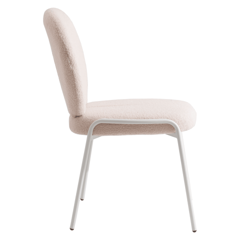 Celestial Modern Boucle Dining Side Chair with Black/White Powder Coated Iron Frame