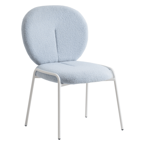 Celestial Modern Boucle Dining Side Chair with Black/White Powder Coated Iron Frame