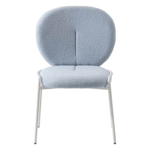 Celestial Modern Boucle Dining Side Chair with Black/White Powder Coated Iron Frame