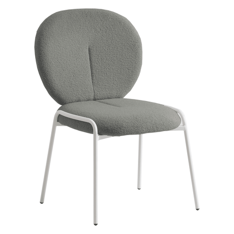 Celestial Modern Boucle Dining Side Chair with Black/White Powder Coated Iron Frame