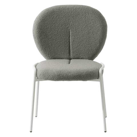 Celestial Modern Boucle Dining Side Chair with Black/White Powder Coated Iron Frame
