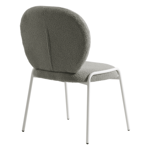 Celestial Modern Boucle Dining Side Chair with Black/White Powder Coated Iron Frame