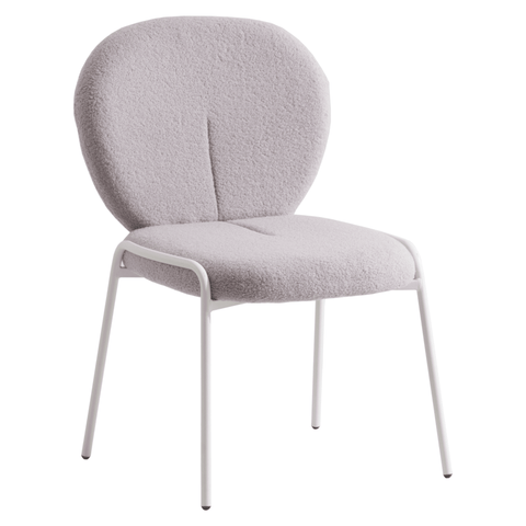 Celestial Modern Boucle Dining Side Chair with Black/White Powder Coated Iron Frame
