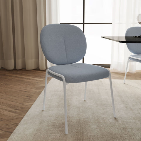 Celestial Modern Boucle Dining Side Chair with Black/White Powder Coated Iron Frame