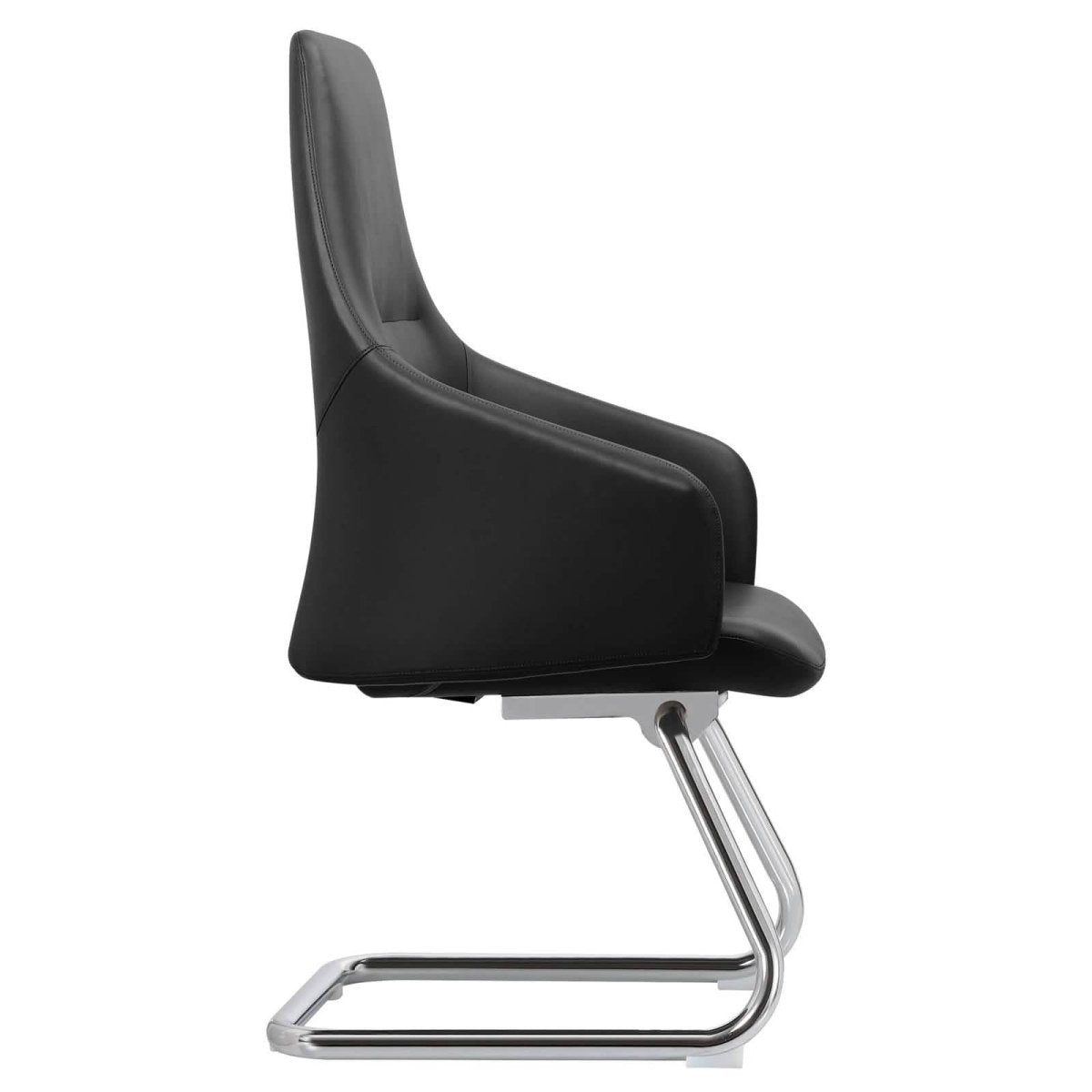 Celeste Leather Conference Office Chair with Upholstered Seat and Armrest