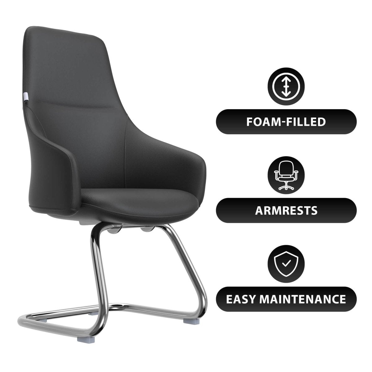 Celeste Leather Conference Office Chair with Upholstered Seat and Armrest