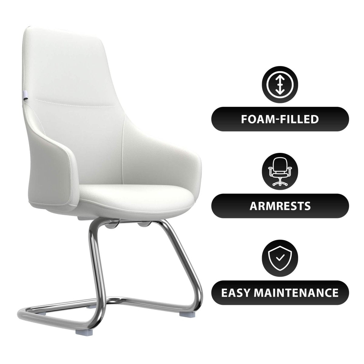Celeste Leather Conference Office Chair with Upholstered Seat and Armrest