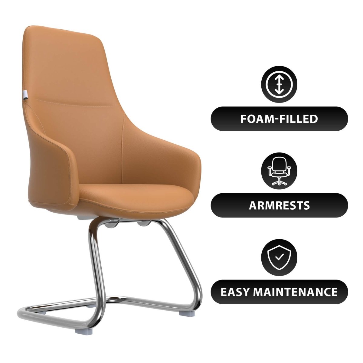 Celeste Leather Conference Office Chair with Upholstered Seat and Armrest