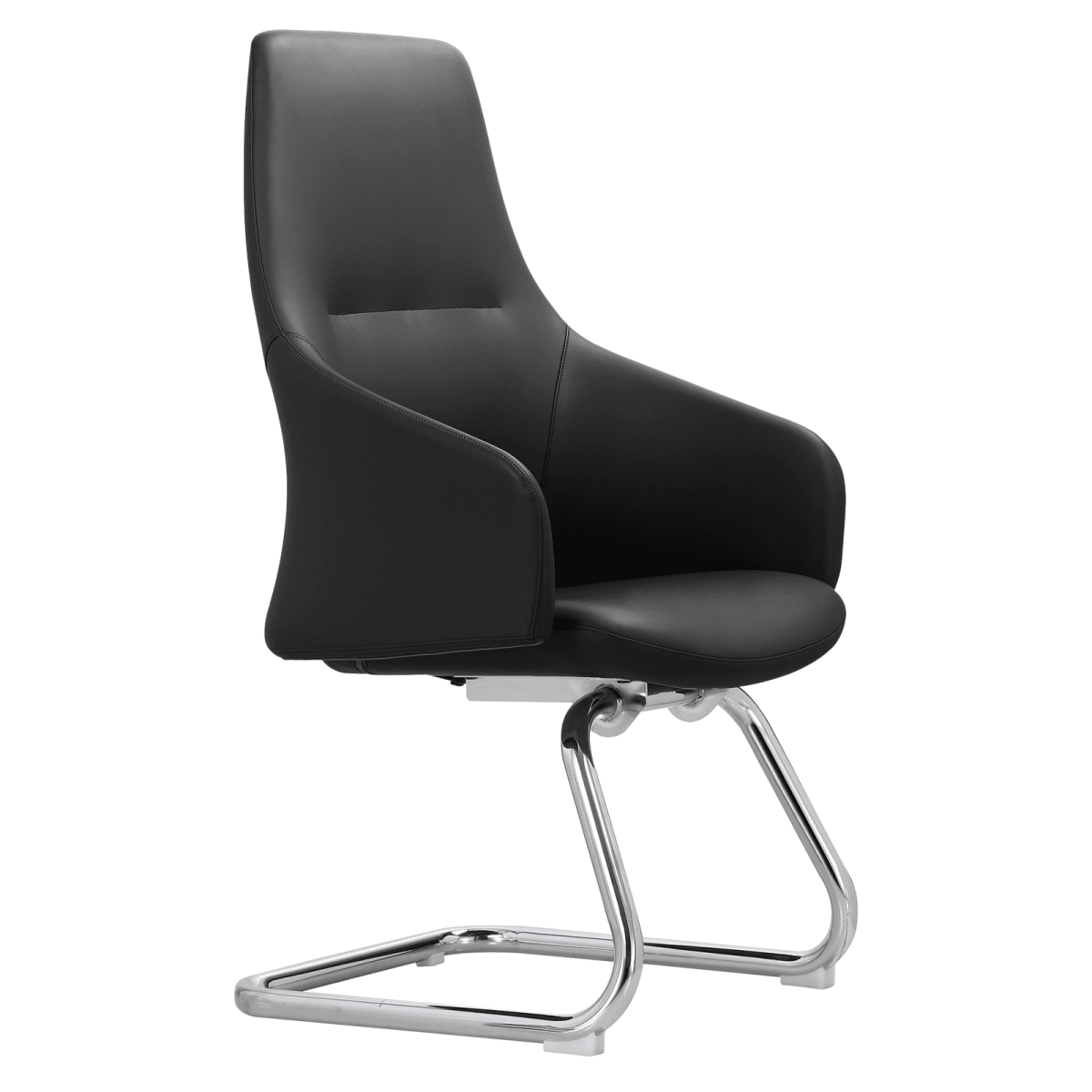 Celeste Leather Conference Office Chair with Upholstered Seat and Armrest