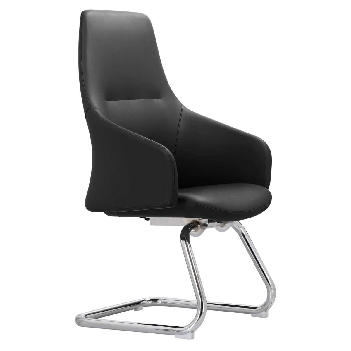 Celeste Leather Conference Office Chair with Upholstered Seat and Armrest