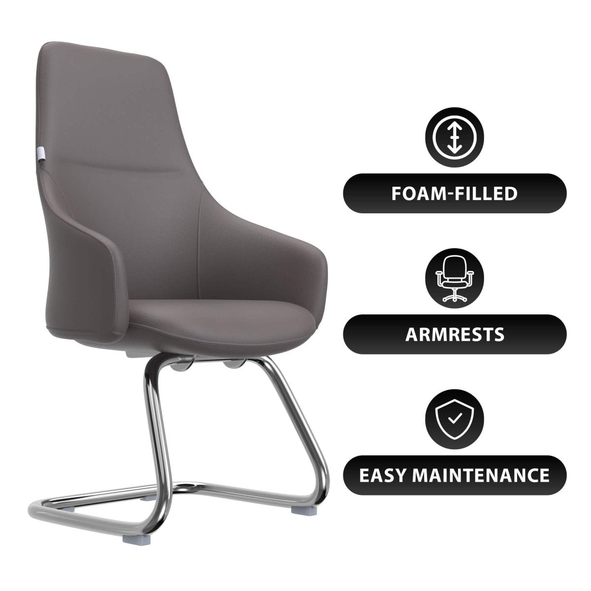 Celeste Leather Conference Office Chair with Upholstered Seat and Armrest