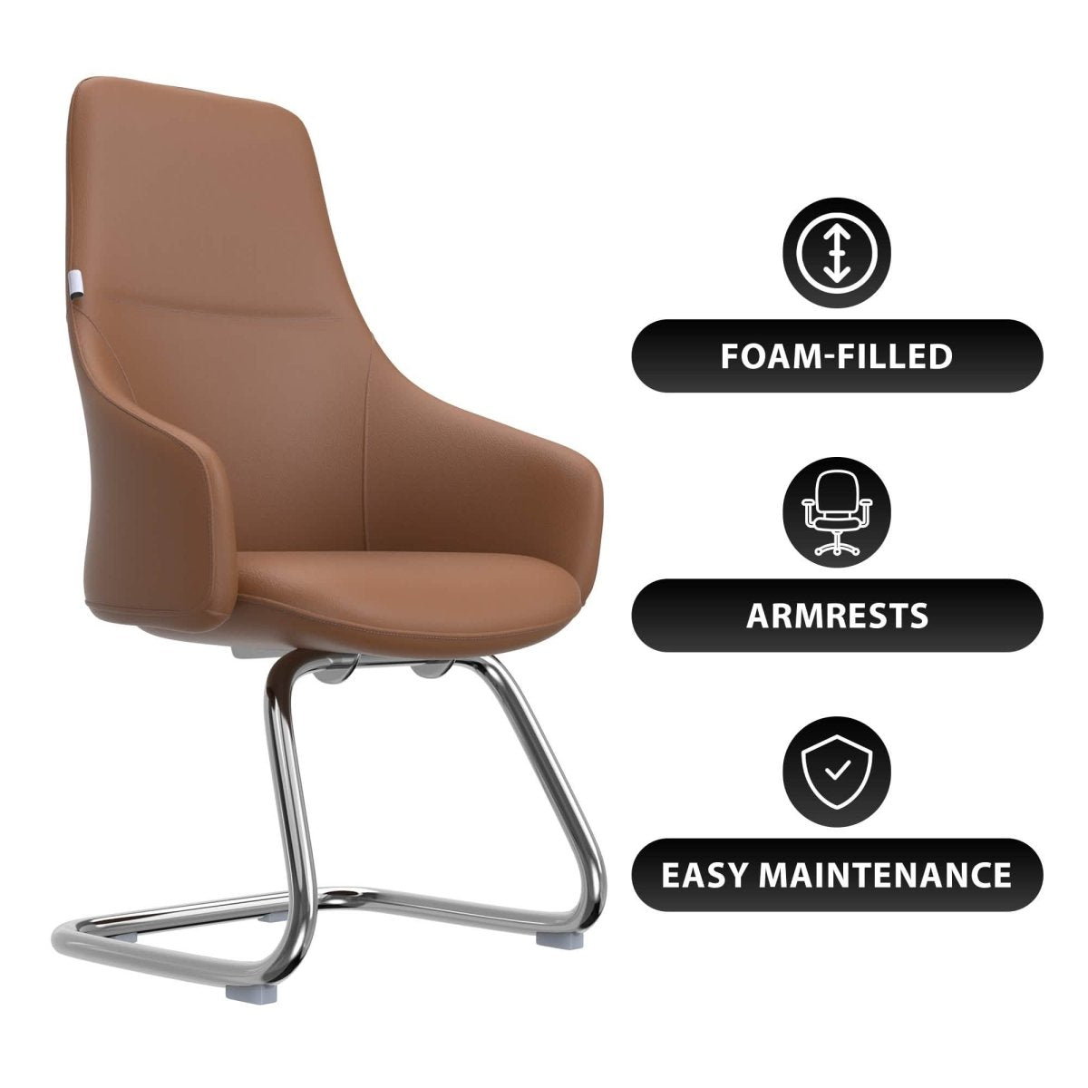 Celeste Leather Conference Office Chair with Upholstered Seat and Armrest