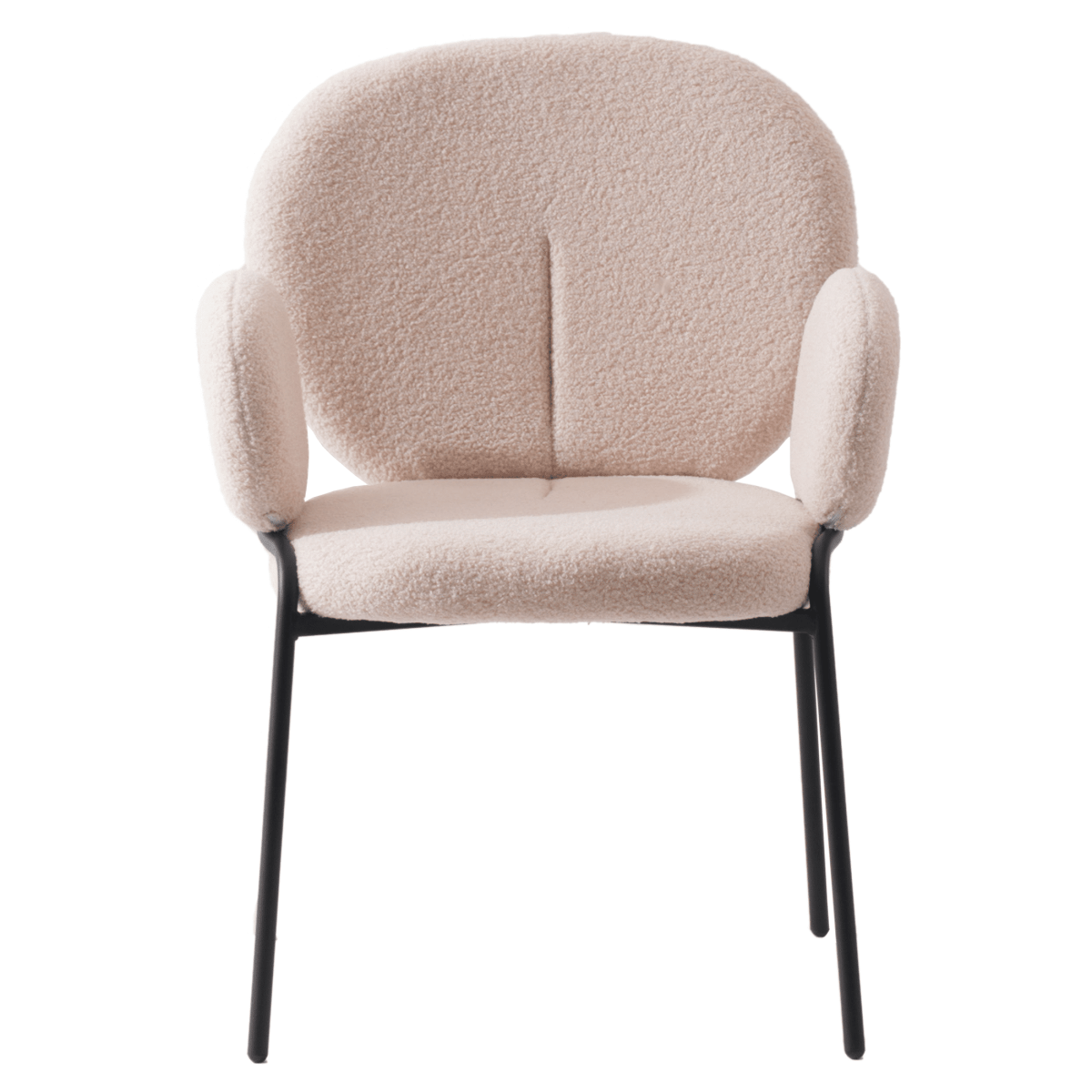 Celestial Boucle Dining Chair with Black Powder - Coated Iron Frame Set of 2