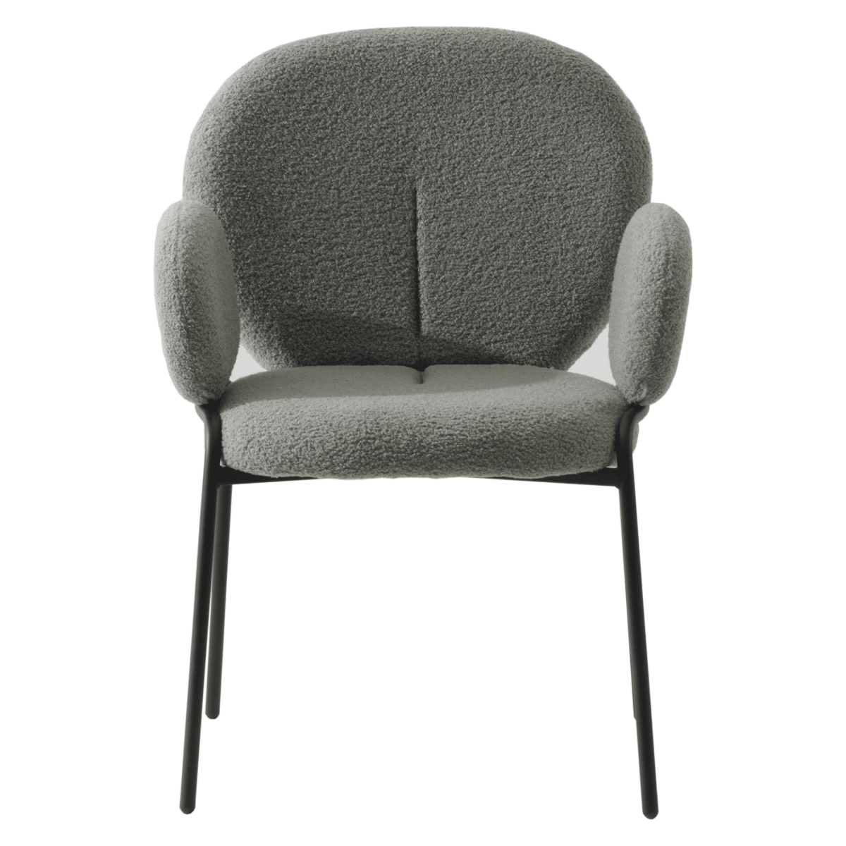 Celestial Boucle Dining Chair with Black Powder - Coated Iron Frame Set of 2