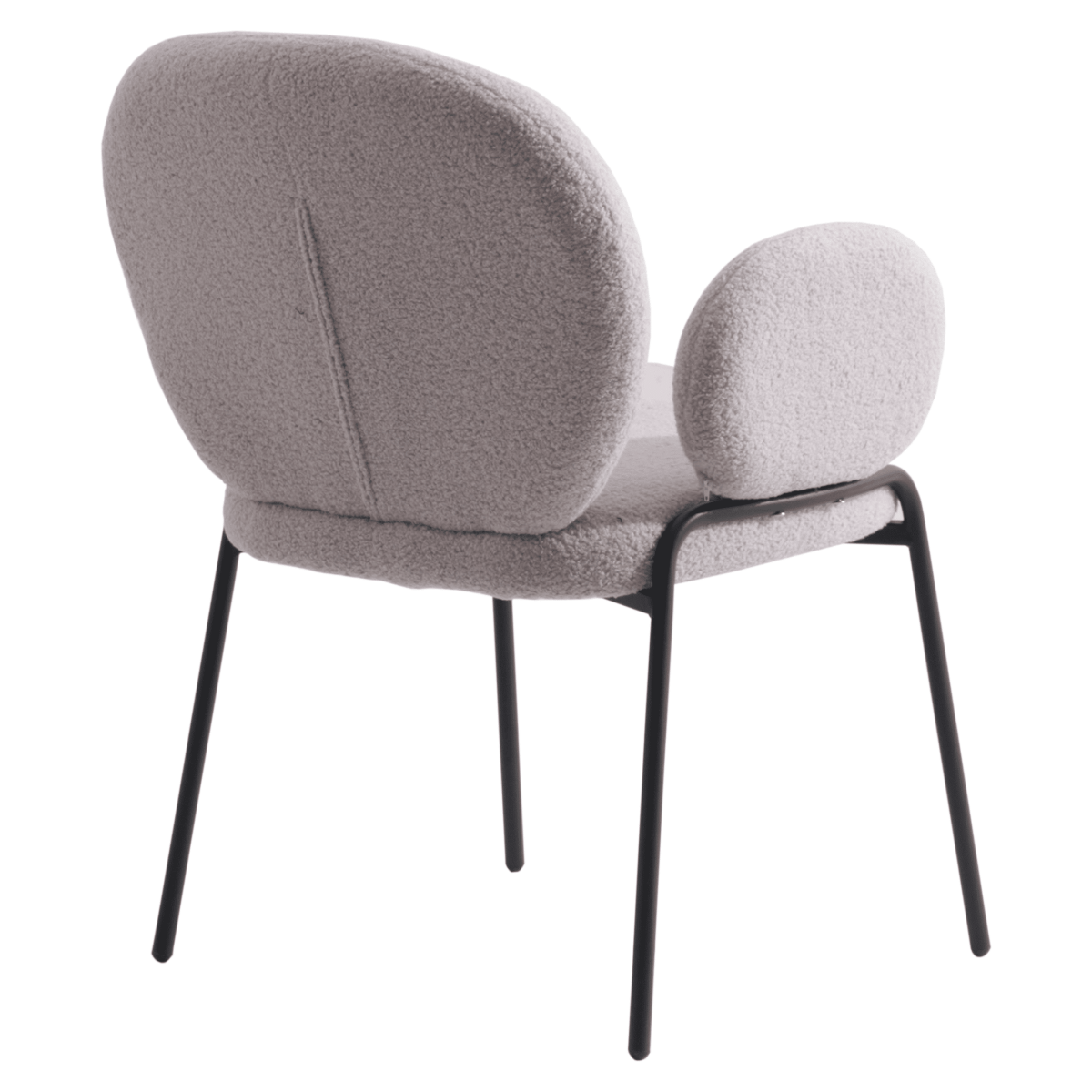 Celestial Boucle Dining Chair with Black Powder - Coated Iron Frame Set of 2