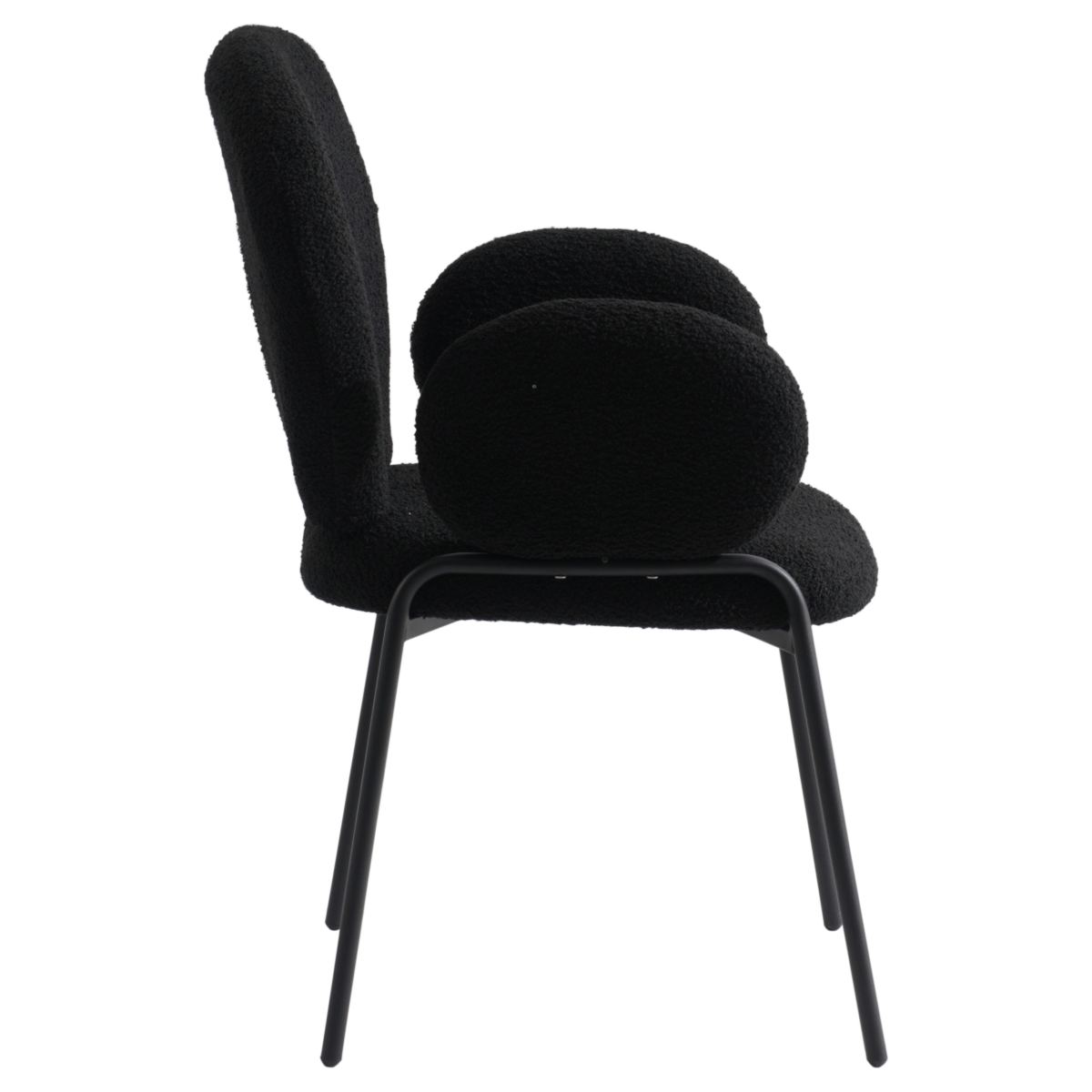 Celestial Modern Boucle Dining Side Chair with Black/White Powder Coated Iron Frame