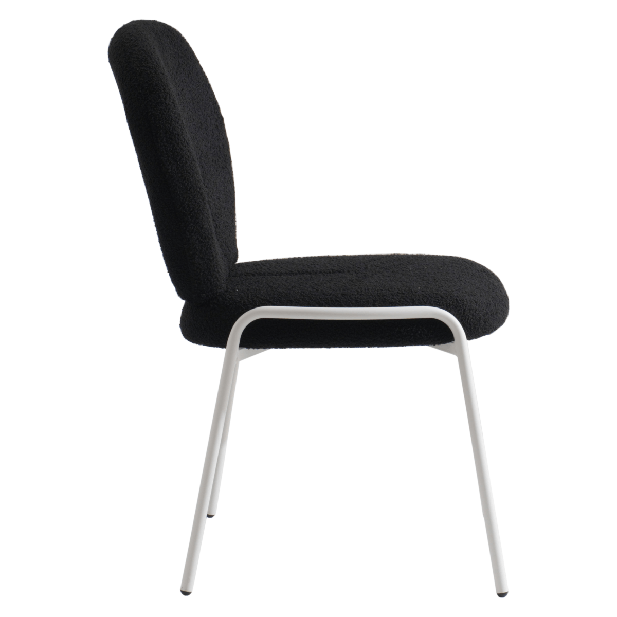 Celestial Modern Boucle Dining Side Chair with Black/White Powder Coated Iron Frame