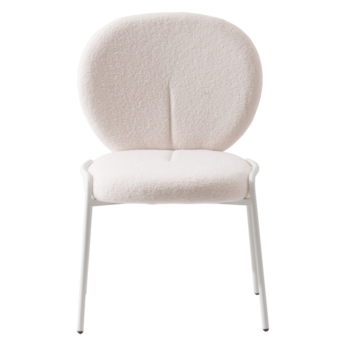 Celestial Modern Boucle Dining Side Chair with Black/White Powder Coated Iron Frame