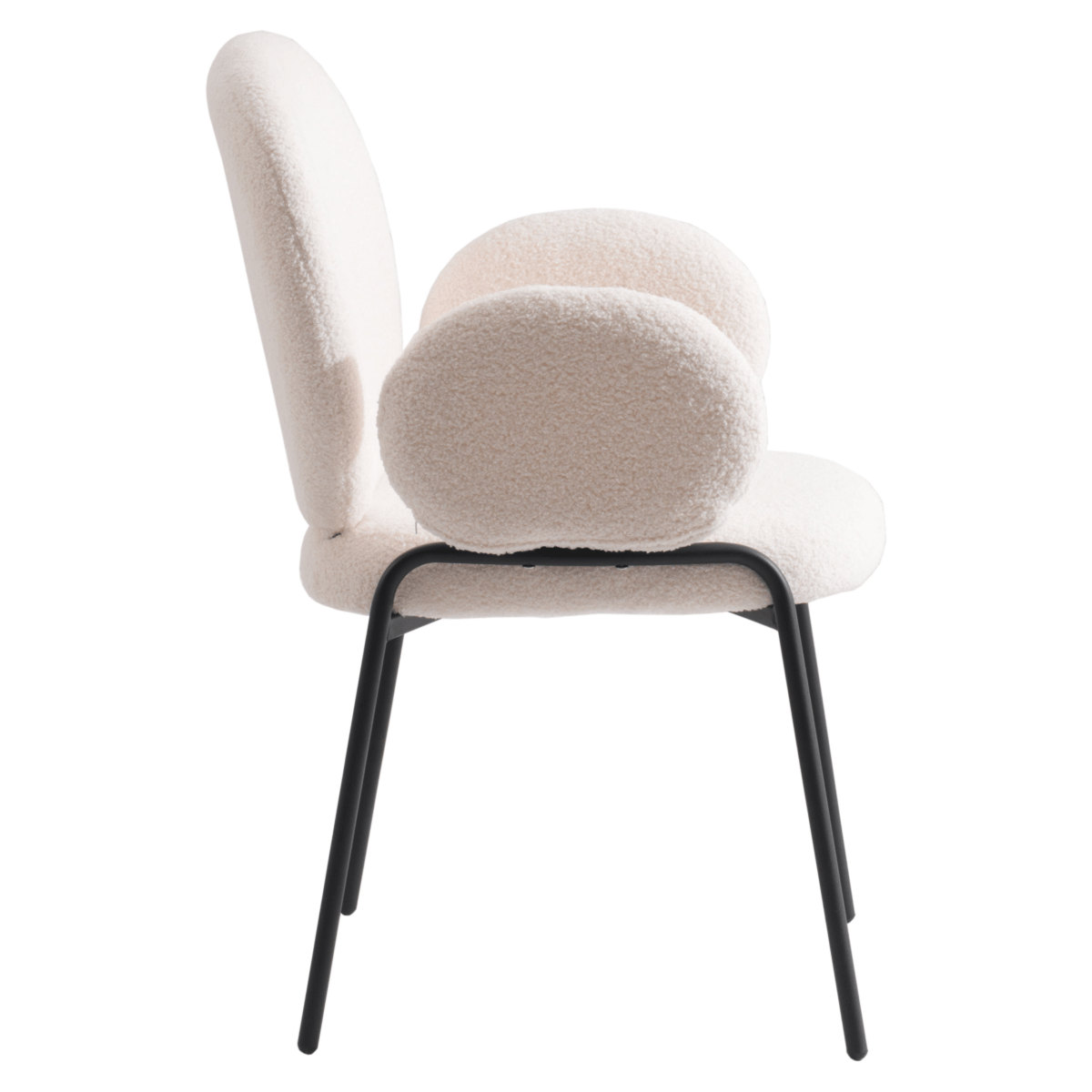 Celestial Modern Boucle Dining Side Chair with Black/White Powder Coated Iron Frame