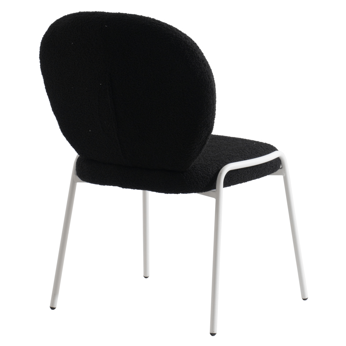 Celestial Modern Boucle Dining Side Chair with Black/White Powder Coated Iron Frame