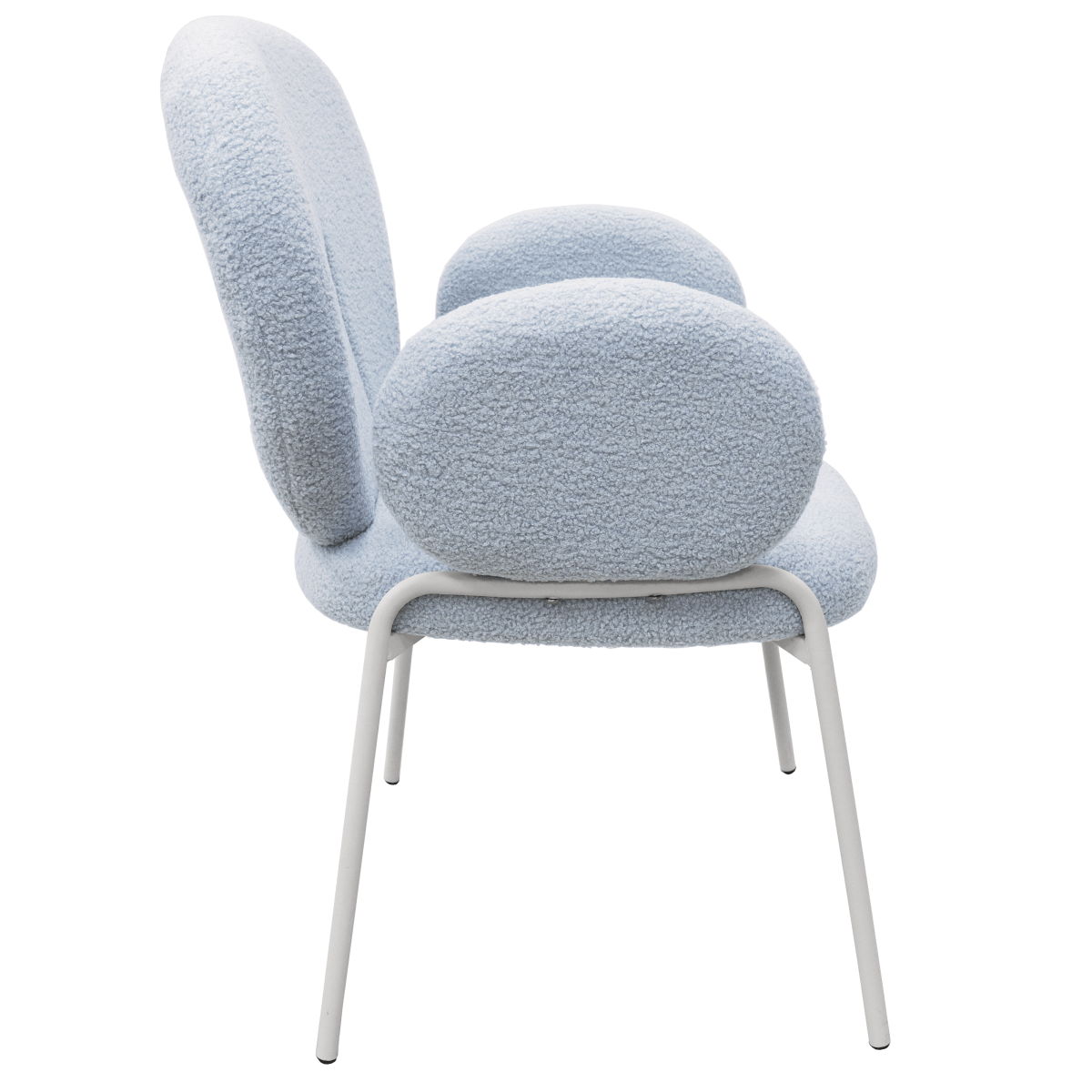 Celestial Modern Boucle Dining Side Chair with Black/White Powder Coated Iron Frame
