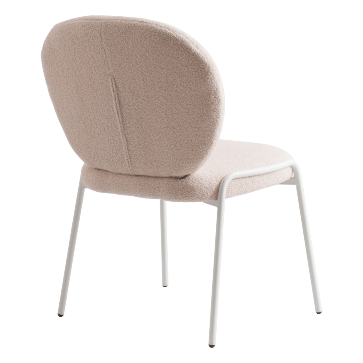 Celestial Modern Boucle Dining Side Chair with Black/White Powder Coated Iron Frame