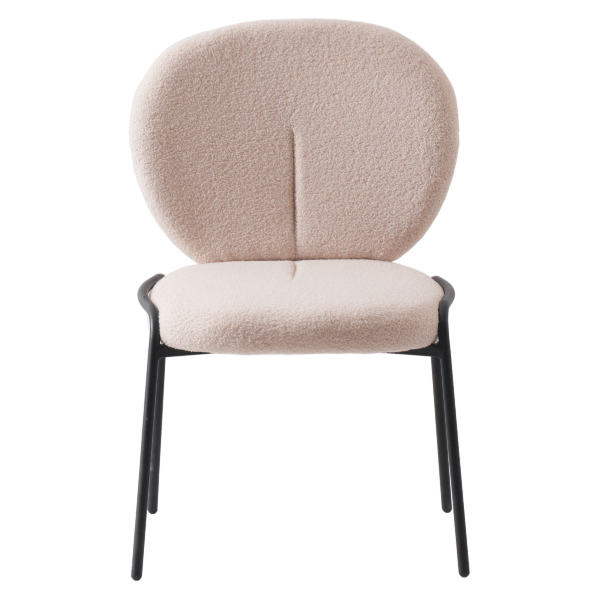 Celestial Modern Boucle Dining Side Chair with Black/White Powder Coated Iron Frame