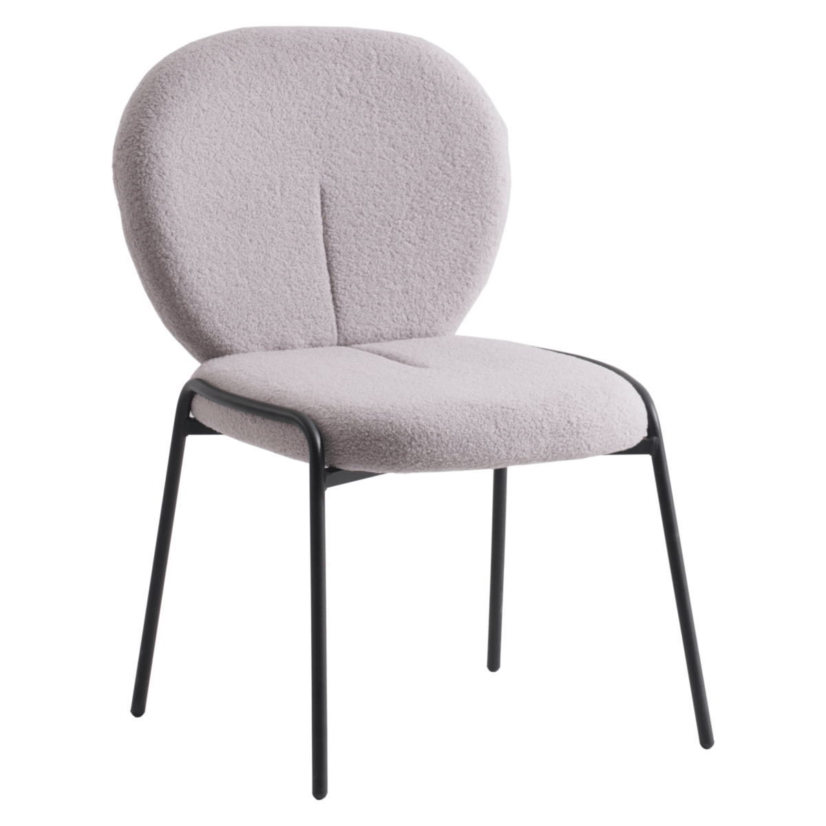 Celestial Modern Boucle Dining Side Chair with Black/White Powder Coated Iron Frame