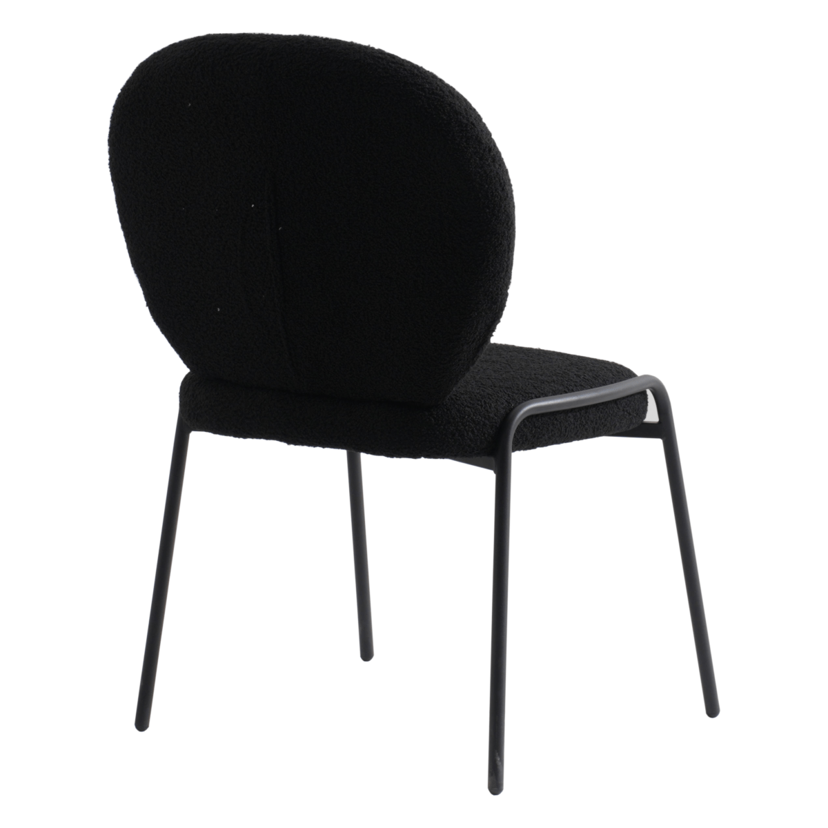 Celestial Modern Boucle Dining Side Chair with Black/White Powder Coated Iron Frame