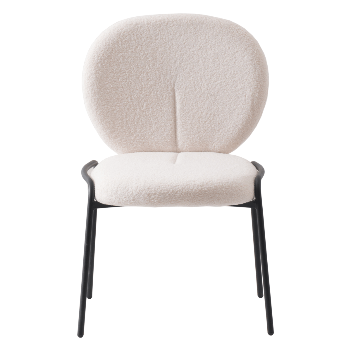 Celestial Modern Boucle Dining Side Chair with Black/White Powder Coated Iron Frame