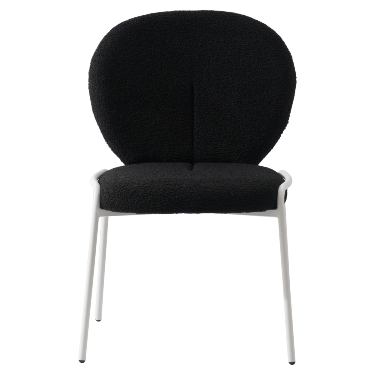Celestial Modern Boucle Dining Side Chair with Black/White Powder Coated Iron Frame