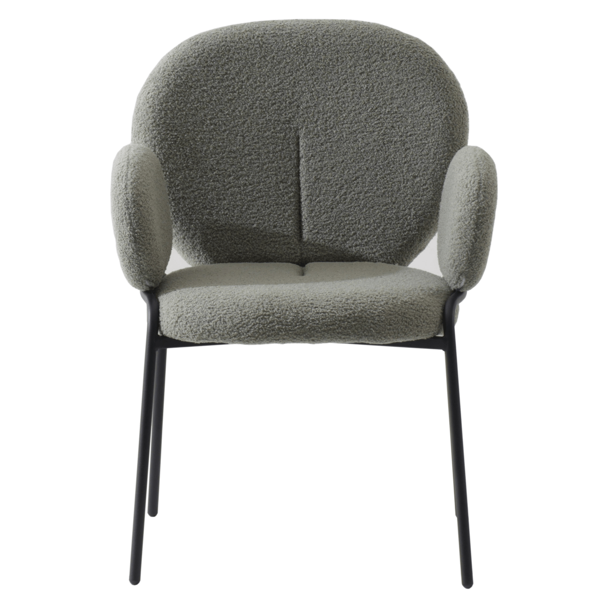 Celestial Modern Boucle Dining Side Chair with Black/White Powder Coated Iron Frame