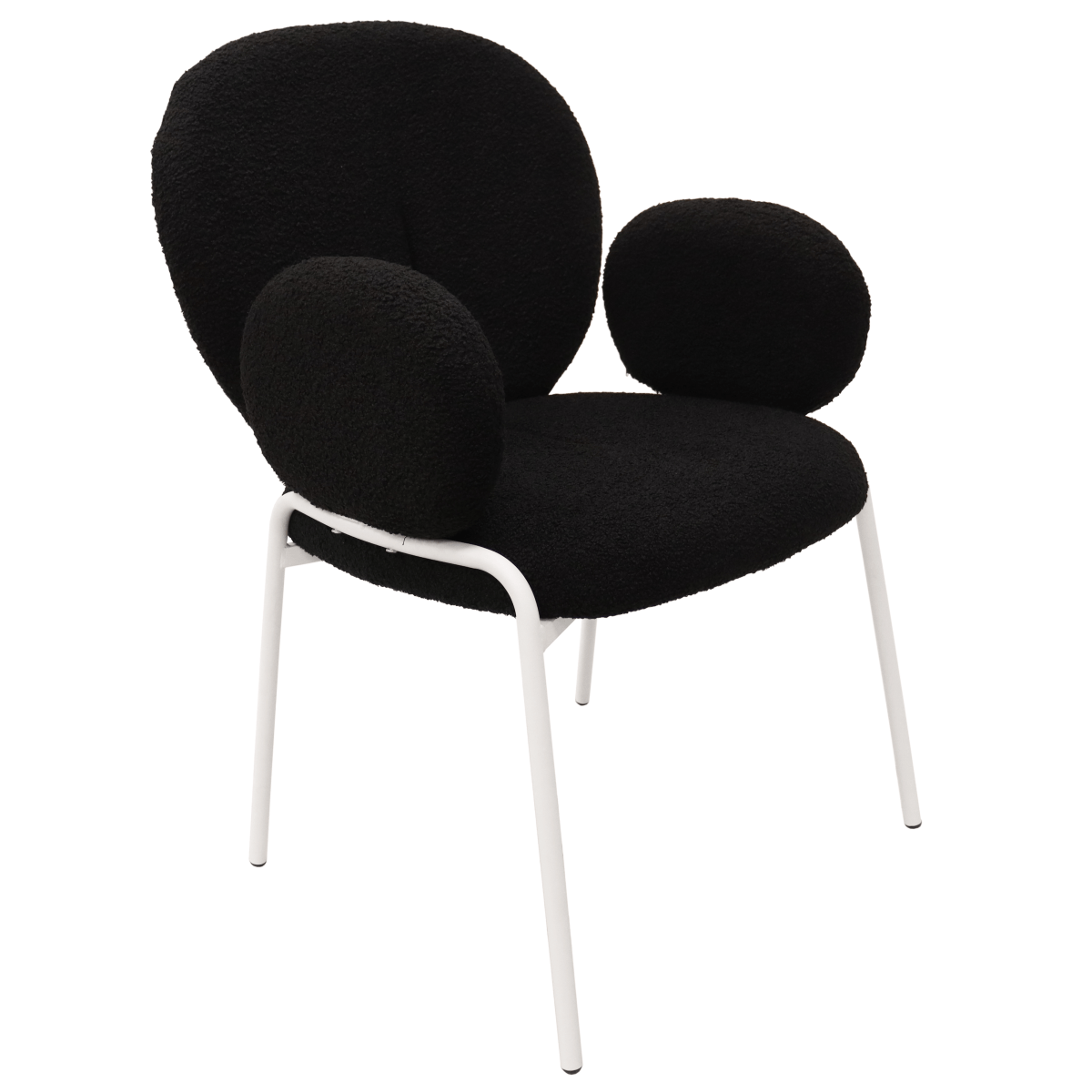 Celestial Modern Boucle Dining Side Chair with Black/White Powder Coated Iron Frame