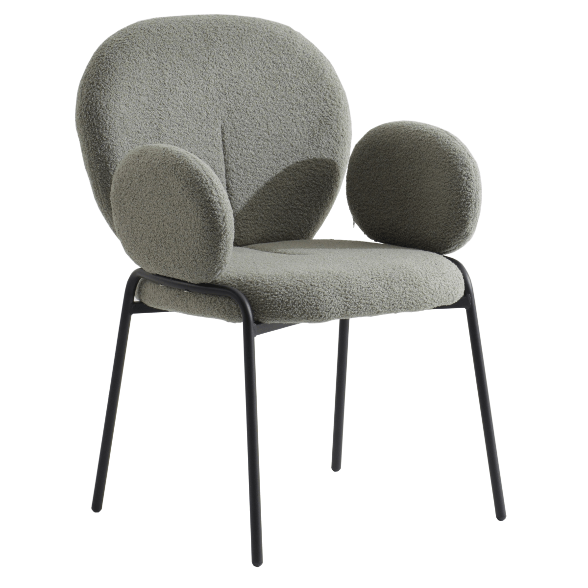 Celestial Modern Boucle Dining Side Chair with Black/White Powder Coated Iron Frame