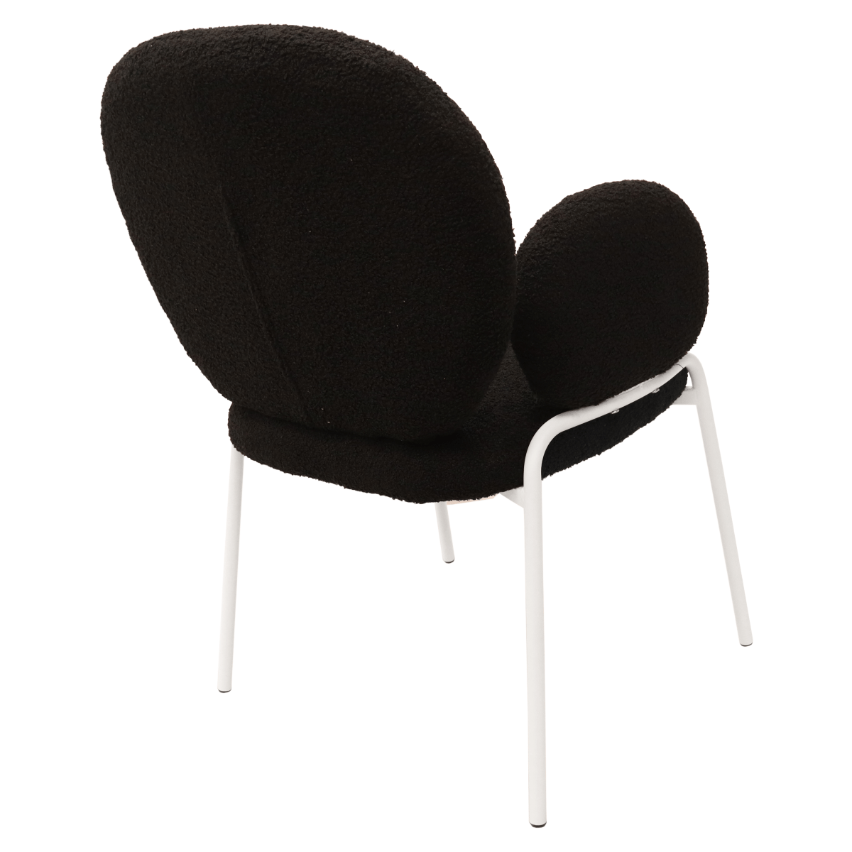 Celestial Modern Boucle Dining Side Chair with Black/White Powder Coated Iron Frame