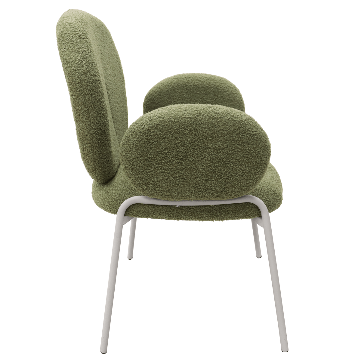 Celestial Modern Boucle Dining Side Chair with Black/White Powder Coated Iron Frame