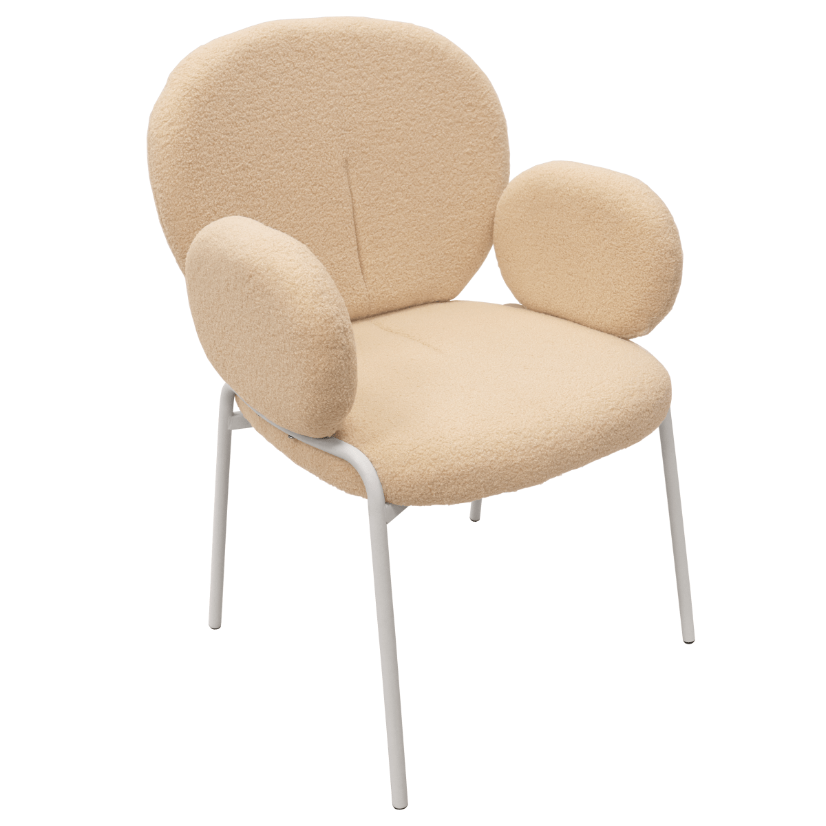 Celestial Modern Boucle Dining Side Chair with Black/White Powder Coated Iron Frame