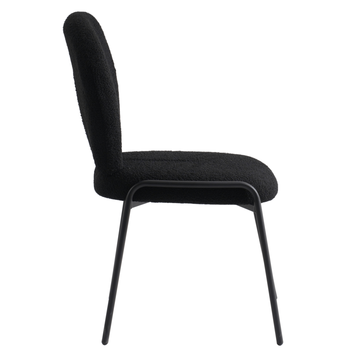 Celestial Modern Boucle Dining Side Chair with Black/White Powder Coated Iron Frame