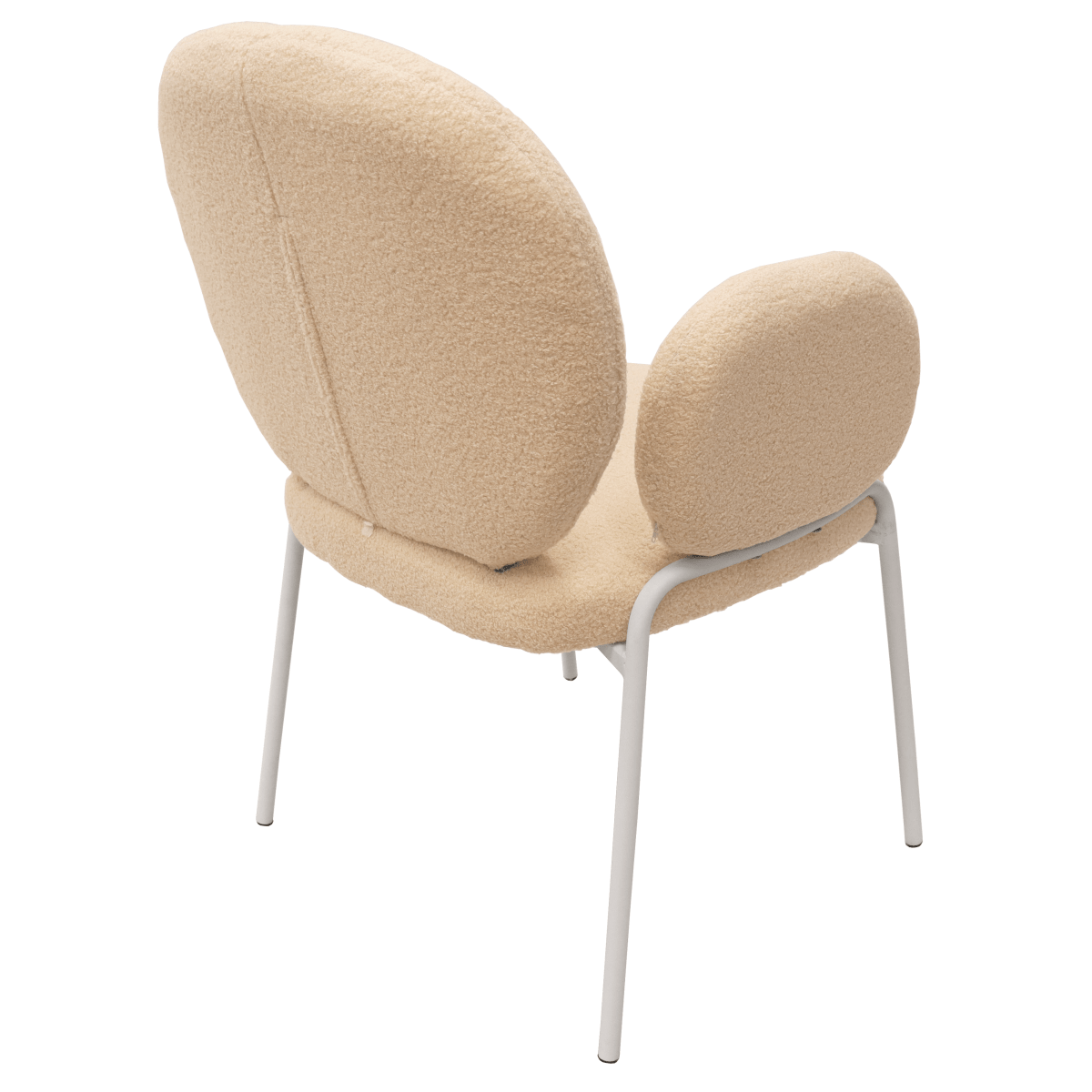 Celestial Modern Boucle Dining Side Chair with Black/White Powder Coated Iron Frame